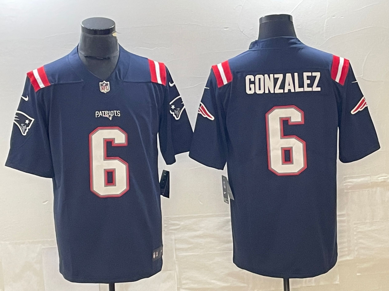 Men's New England Patriots Christian Gonzalez #6 Navy Team Jersey